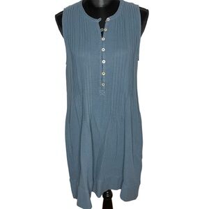 Faherty Dream Cotton Isha Dress Organic Textured Stormy Seas Blue New Size Small
